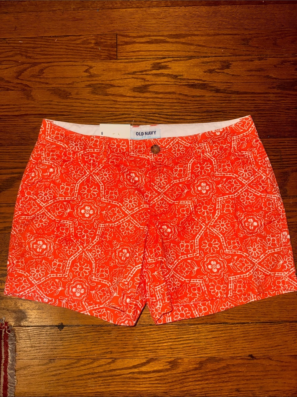 Old Navy Coral-White Floral Print Shorts